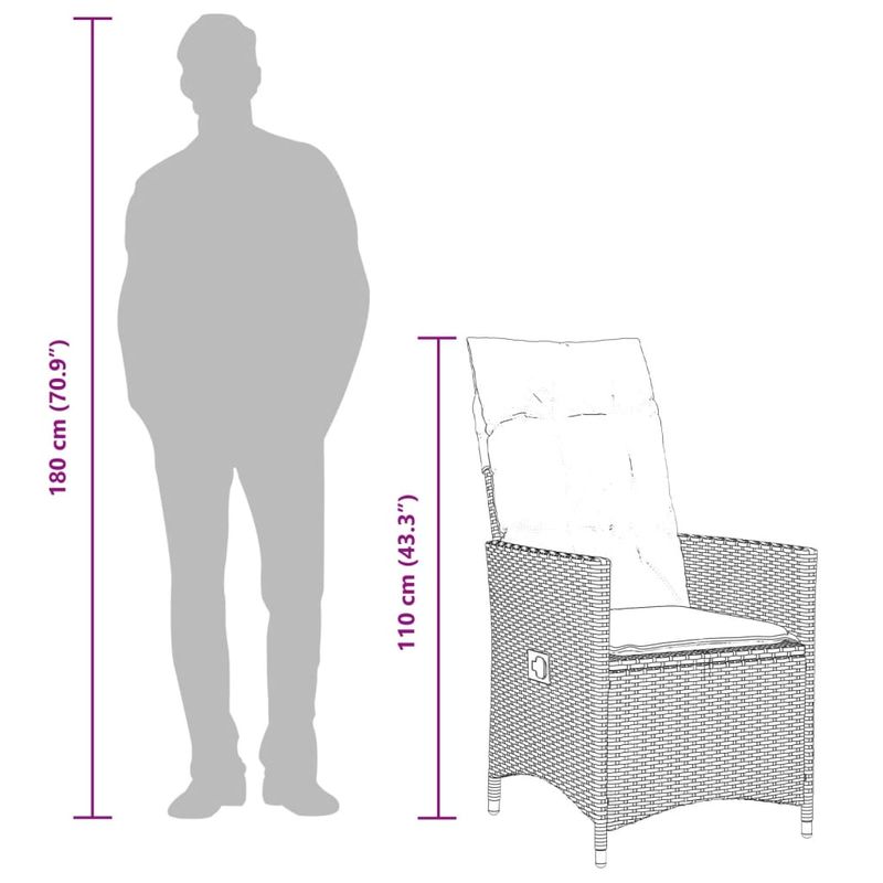 Casa si Gradina - Gradina si terasa - Mobilier exterior - Seturi mobila gradina - Set bistro de gradina cu perne, 11 piese, maro, poliratan - Infinity.ro