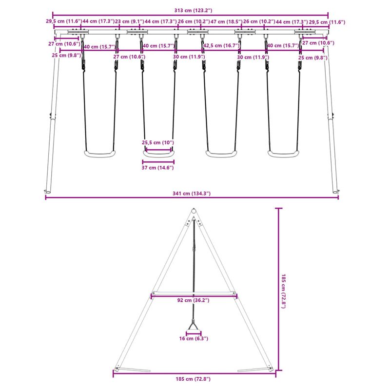 Jucarii, Copii si Bebe - Jucarii si jocuri - Jucarii de exterior - Spatii de joaca si accesorii - Set leagan de exterior, cu 4 leagane, albastru - Infinity.ro