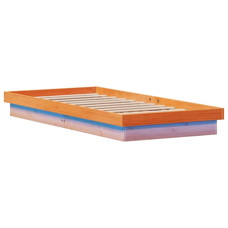 Casa si Gradina - Mobilier - Paturi si accesorii - Paturi - Cadru de pat cu LED, maro ceruit, 75x190 cm, lemn masiv pin - Infinity.ro