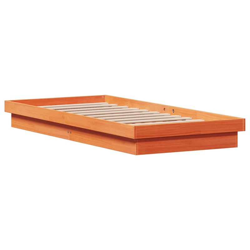 Casa si Gradina - Mobilier - Paturi si accesorii - Paturi - Cadru de pat cu LED, maro ceruit, 75x190 cm, lemn masiv pin - Infinity.ro