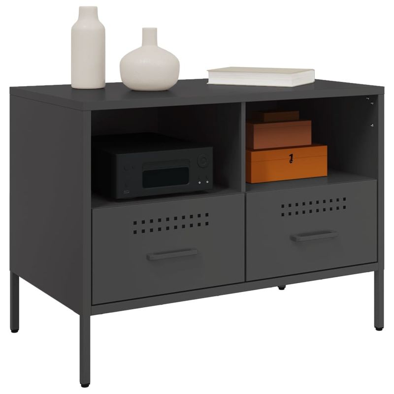 Casa si Gradina - Mobilier - Comode si corpuri - Comode - Dulap TV, negru, 68x39x50,5 cm, otel laminat la rece - Infinity.ro