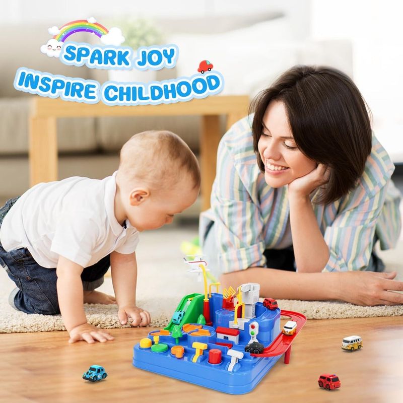 Jucarii, Copii si Bebe - Jucarii si jocuri - Vehicule si jucarii cu telecomanda - Masinute - Pista de Masini, Traseu cu Obstacole, Elemente Mobile, Butoane Control, 4 Masinute, de Politie, Pompieri, Curse - Infinity.ro