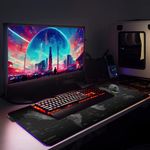 PC, gaming si accesorii - Periferice PC - Mousepad - Mousepad Mare Cauciucat, Pentru Gaming, Birou, Office, cu Iluminare LED RGB, Antiderapant, Cusaturi Anti-Rupere - Infinity.ro