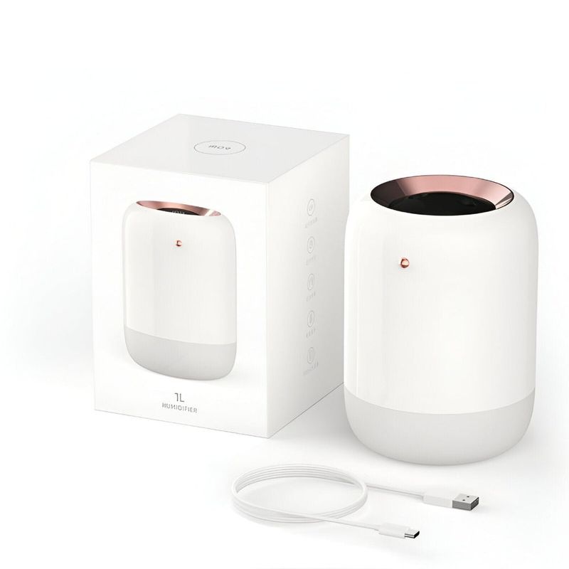 Electronice si Electrocasnice - Climatizare si sisteme de incalzire - Aparate filtrare aer - Umidificatoare - Umidificator de Aer Ultrasonic, cu Difuzor Aromaterapie, Afisaj LED, Sterilizare UV, Pulverizare Dubla, Portabil - Infinity.ro