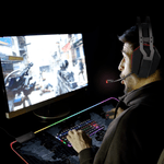 PC, gaming si accesorii - Periferice PC - Mousepad - Mousepad Mare Cauciucat, Pentru Gaming, Birou, Office, cu Iluminare LED RGB, Antiderapant, Cusaturi Anti-Rupere - Infinity.ro