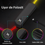 PC, gaming si accesorii - Periferice PC - Mousepad - Mousepad Mare Cauciucat, Pentru Gaming, Birou, Office, cu Iluminare LED RGB, Antiderapant, Cusaturi Anti-Rupere - Infinity.ro