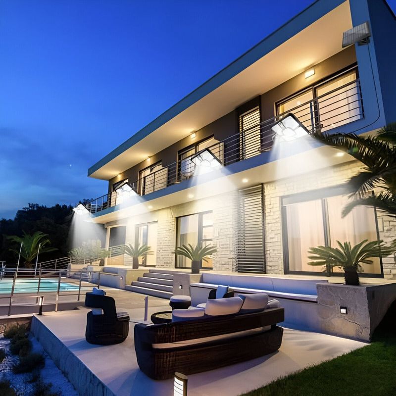 Casa si Gradina - Corpuri si surse de iluminat - Iluminat exterior - Lampi solare - Lampa Solara, cu Panou Solar Incorporat, 220 LED SMD, Telecomanda, cu Senzori de Amurg, Miscare si Lumina - Infinity.ro