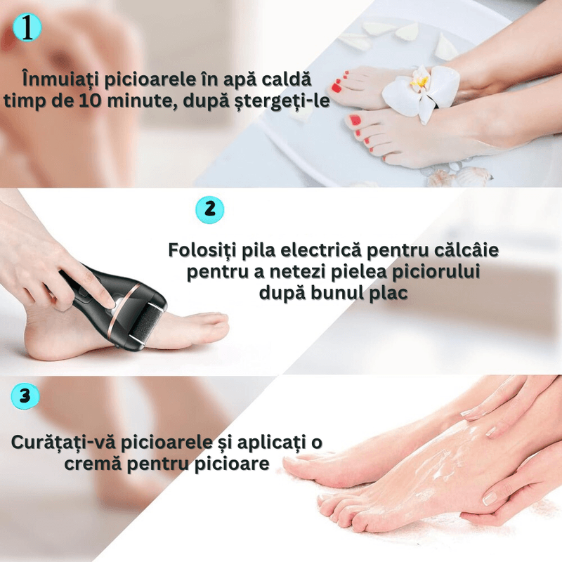 Ingrijire personala si Cosmetice - Manichiura si pedichiura - Pile cosmetice - Pila Electrica pentru Talpi, Calcaie, Bataturi si Piele Moarta, Afisaj LCD Baterie, Lanterna LED, 2 Viteze, 2000 rot/min - Infinity.ro