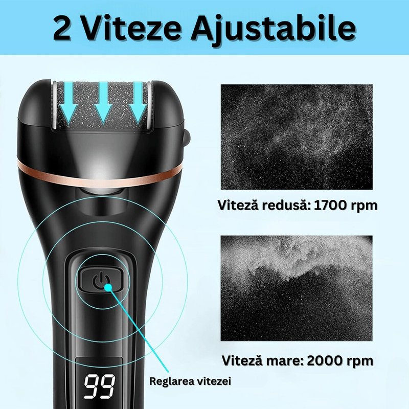 Ingrijire personala si Cosmetice - Manichiura si pedichiura - Pile cosmetice - Pila Electrica pentru Talpi, Calcaie, Bataturi si Piele Moarta, Afisaj LCD Baterie, Lanterna LED, 2 Viteze, 2000 rot/min - Infinity.ro