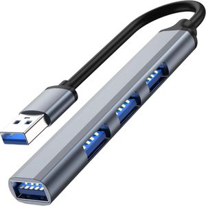 Hub Adaptor USB Multiport 4 in 1, USB 3.0, Plug&Play, Compatibil cu Macbook, Laptop, PC, din Aluminiu, Cablu 14 cm, Gri
