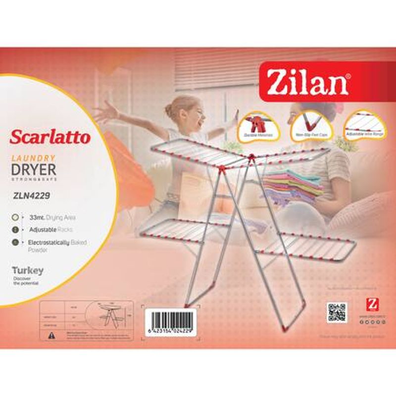 Market - Spalare si intretinere rufe - Uscatoare de rufe si accesorii - Uscator de rufe ZLN-4229 Zilan-Scarlatto, Suprafata uscare 33 m - Infinity.ro