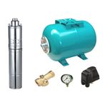 Casa si Gradina - Gradinarit si plante - Instalatii si accesorii pentru irigatii - Pompe apa - Kit complet sistem hidrofor, pompa submersibila cu surub Maxima 4QGD 0.37/24, rezervor de 24 litri, presostat, racord 5 cai, manometru, 03034020/24 - Infinity.ro