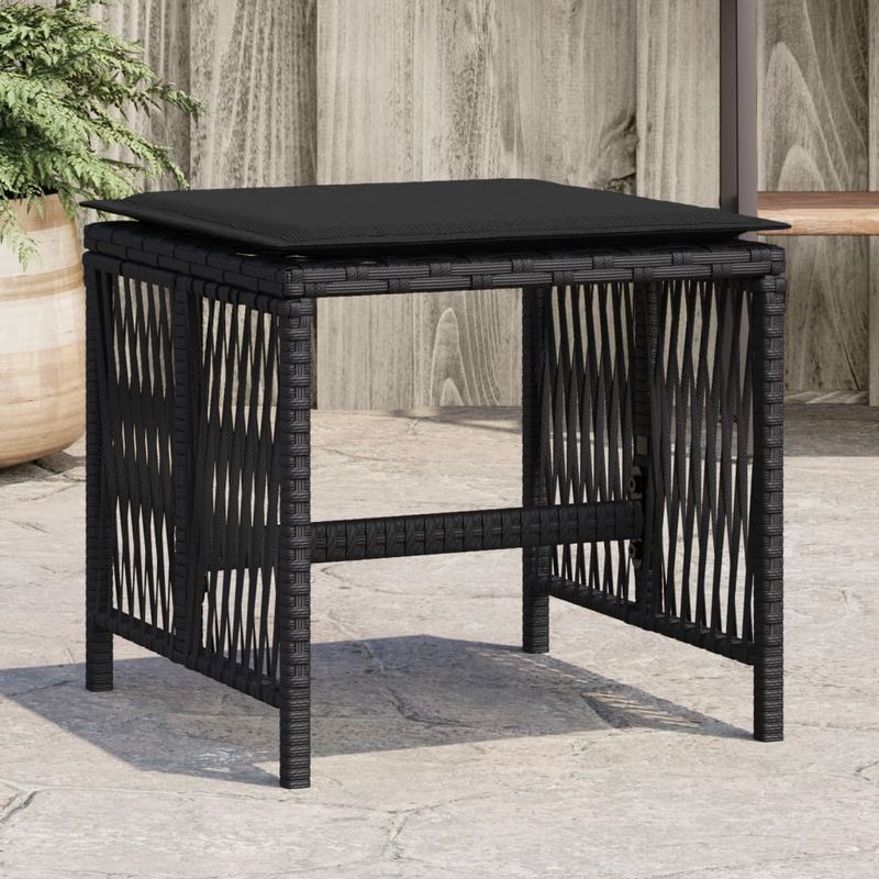 Casa si Gradina - Gradina si terasa - Mobilier exterior - Scaune si sezlonguri gradina - Scaune de gradina cu perne, 4 buc. negru 41x41x36 cm poliratan - Infinity.ro