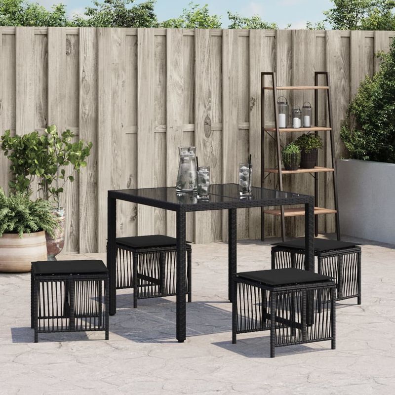 Casa si Gradina - Gradina si terasa - Mobilier exterior - Scaune si sezlonguri gradina - Scaune de gradina cu perne, 4 buc. negru 41x41x36 cm poliratan - Infinity.ro