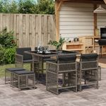 Casa si Gradina - Gradina si terasa - Mobilier exterior - Seturi mobila gradina - Set mobilier gradina cu perne, 9 piese, gri, poliratan - Infinity.ro