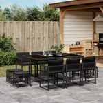 Casa si Gradina - Gradina si terasa - Mobilier exterior - Seturi mobila gradina - Set mobilier de exterior cu perne, 11 piese, negru, poliratan - Infinity.ro