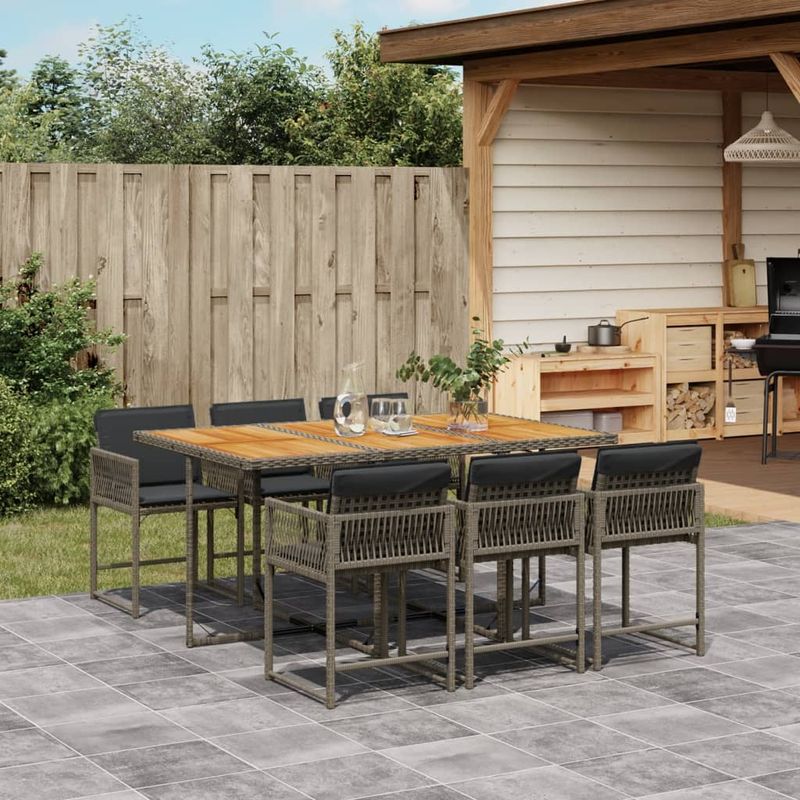Casa si Gradina - Gradina si terasa - Mobilier exterior - Seturi mobila gradina - Set mobilier de gradina cu perne, 7 piese, gri, poliratan - Infinity.ro