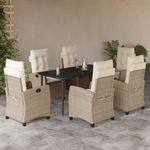 Casa si Gradina - Gradina si terasa - Mobilier exterior - Seturi mobila gradina - Set de masa pentru gradina, 7 piese, cu perne, bej, poliratan - Infinity.ro