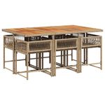 Casa si Gradina - Gradina si terasa - Mobilier exterior - Seturi mobila gradina - Set de masa pentru gradina, 7 piese, cu perne, bej, poliratan - Infinity.ro