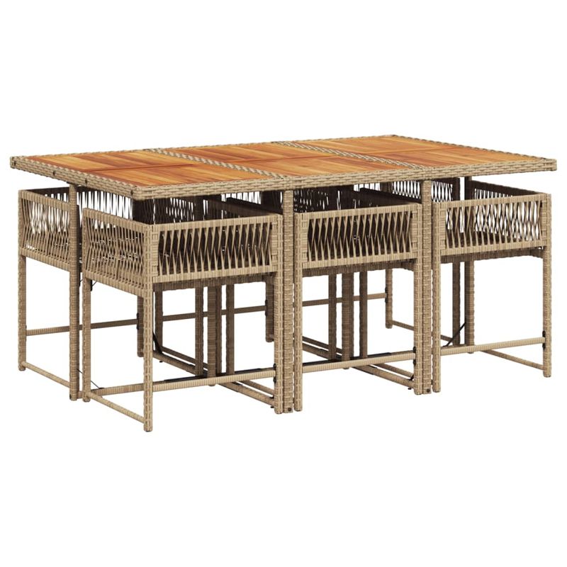 Casa si Gradina - Gradina si terasa - Mobilier exterior - Seturi mobila gradina - Set de masa pentru gradina, 7 piese, cu perne, bej, poliratan - Infinity.ro