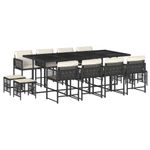 Casa si Gradina - Gradina si terasa - Mobilier exterior - Seturi mobila gradina - Set mobilier de gradina cu perne, 13 piese, negru, poliratan - Infinity.ro