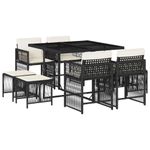 Casa si Gradina - Gradina si terasa - Mobilier exterior - Seturi mobila gradina - Set mobilier de gradina cu perne, 9 piese, negru, poliratan - Infinity.ro