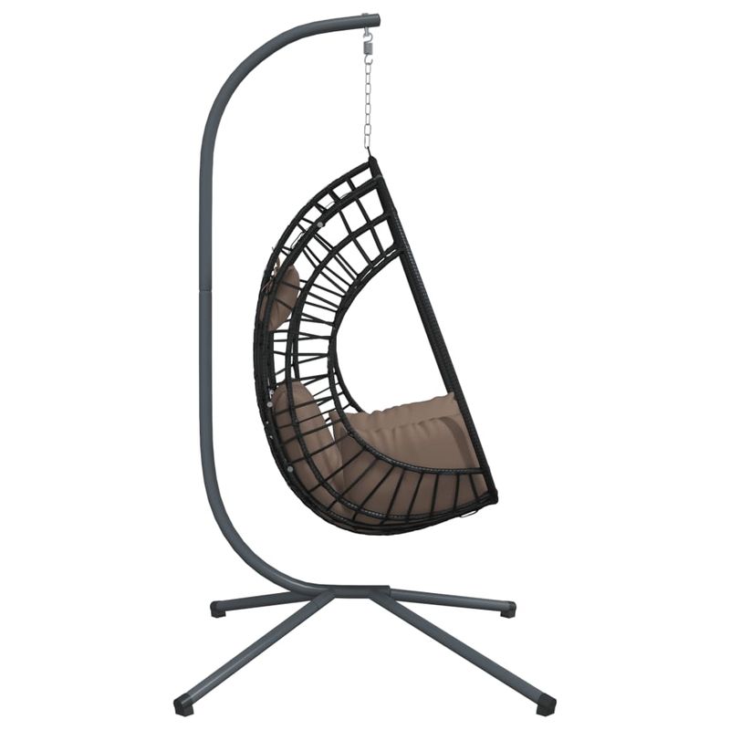 Casa si Gradina - Gradina si terasa - Balansoare si hamace - Balansoare - Scaun suspendat tip ou, cu suport, taupe, ratan si otel - Infinity.ro