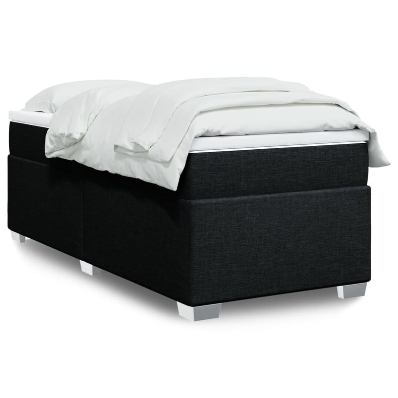 Casa si Gradina - Mobilier - Paturi si accesorii - Paturi - Pat box spring cu saltea, negru, 90x190 cm, textil - Infinity.ro