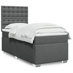 Casa si Gradina - Mobilier - Paturi si accesorii - Paturi - Pat box spring cu saltea, gri inchis, 100x200 cm, textil - Infinity.ro
