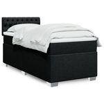 Casa si Gradina - Mobilier - Paturi si accesorii - Paturi - Pat box spring cu saltea, negru, 100x200 cm, textil - Infinity.ro