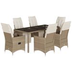 Casa si Gradina - Gradina si terasa - Mobilier exterior - Seturi mobila gradina - Set bistro de gradina, 7 piese, cu perne, bej, poliratan - Infinity.ro