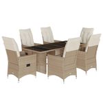 Casa si Gradina - Gradina si terasa - Mobilier exterior - Seturi mobila gradina - Set bistro de gradina, 7 piese, cu perne, bej, poliratan - Infinity.ro