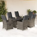 Casa si Gradina - Gradina si terasa - Mobilier exterior - Seturi mobila gradina - Set bistro de gradina cu perne, 7 piese, gri, poliratan - Infinity.ro