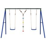 Jucarii, Copii si Bebe - Jucarii si jocuri - Jucarii de exterior - Spatii de joaca si accesorii - Set leagan de exterior, cu leagane și leagan cu disc, albastru, model 2x scaun leagăn + leagăn disc - Infinity.ro