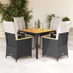 Casa si Gradina - Gradina si terasa - Mobilier exterior - Seturi mobila gradina - Set bistro de gradina cu perne, 5 piese, negru, poliratan - Infinity.ro