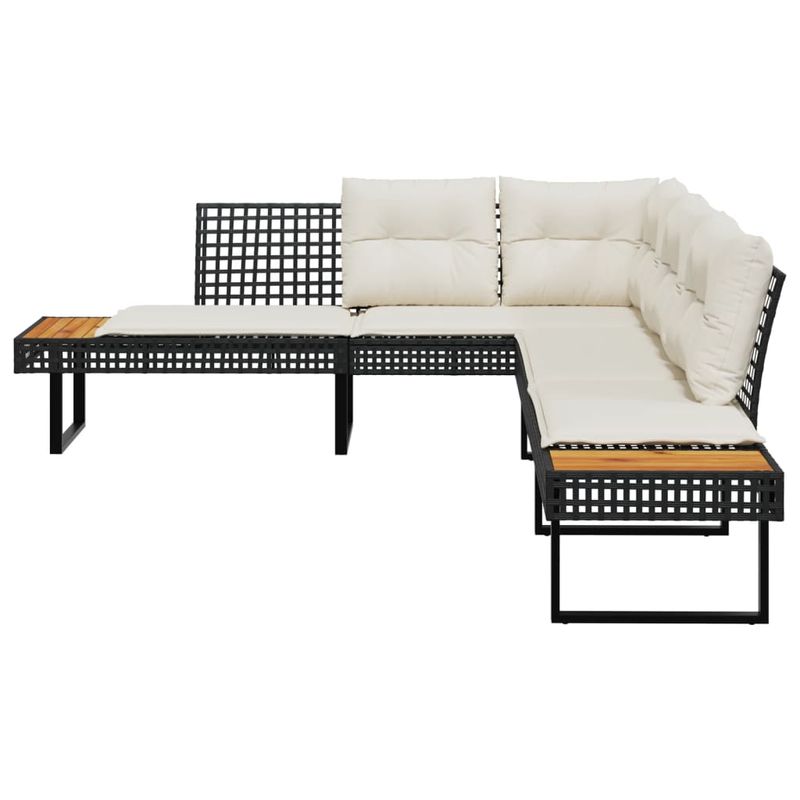 Casa si Gradina - Gradina si terasa - Mobilier exterior - Canapele si fotolii gradina - Canapea de gradina cu perne, forma de L, poliratan negru/acacia - Infinity.ro