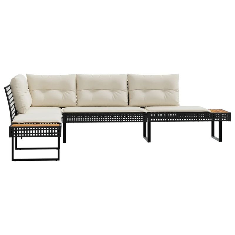 Casa si Gradina - Gradina si terasa - Mobilier exterior - Canapele si fotolii gradina - Canapea de gradina cu perne, forma de L, poliratan negru/acacia - Infinity.ro