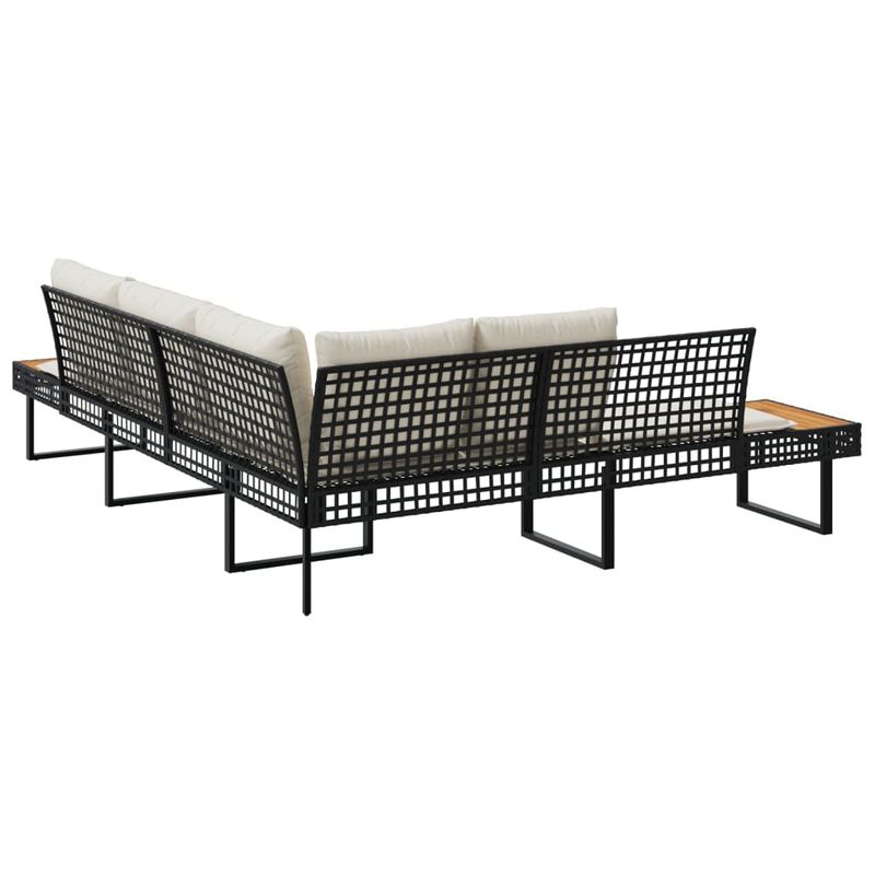 Casa si Gradina - Gradina si terasa - Mobilier exterior - Canapele si fotolii gradina - Canapea de gradina cu perne, forma de L, poliratan negru/acacia - Infinity.ro
