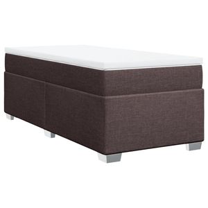 Pat box spring cu saltea, maro inchis, 100x200 cm, textil