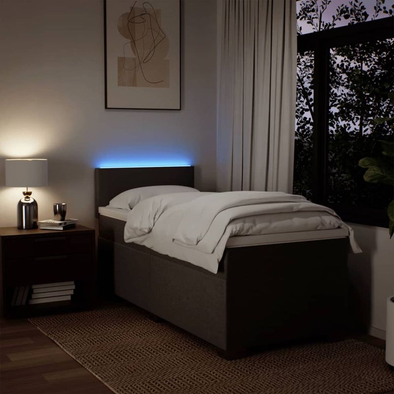 Casa si Gradina - Mobilier - Paturi si accesorii - Paturi - Pat box spring cu saltea, gri deschis, 90x200 cm, textil - Infinity.ro