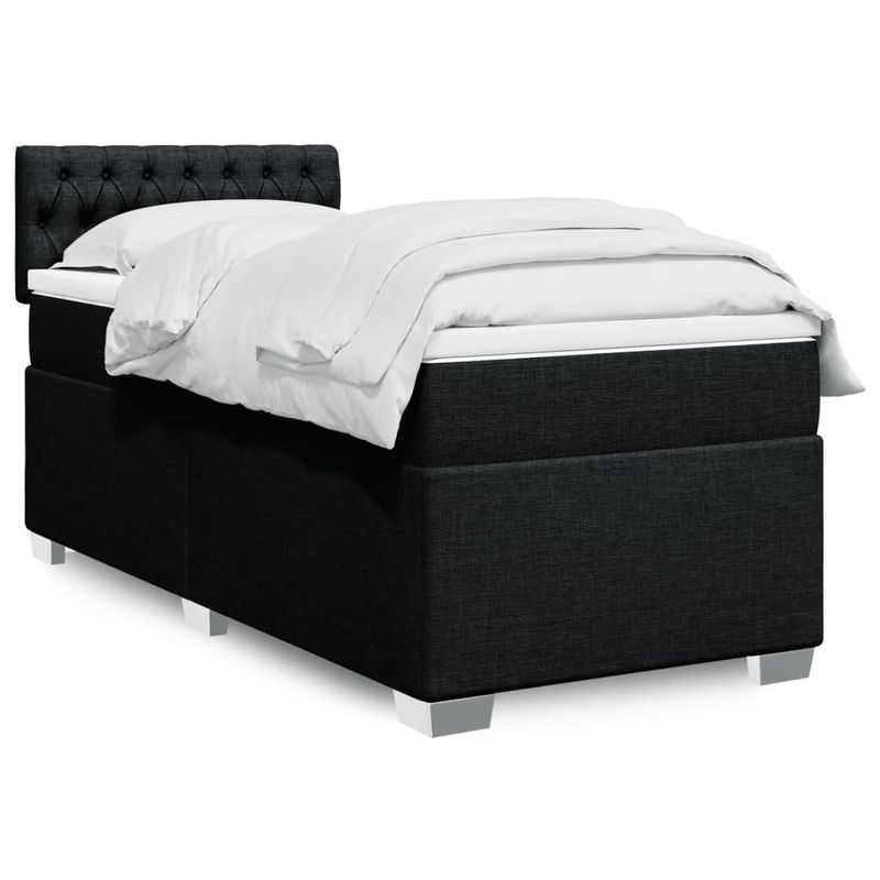Casa si Gradina - Mobilier - Paturi si accesorii - Paturi - Pat box spring cu saltea, negru, 80x200 cm, textil - Infinity.ro