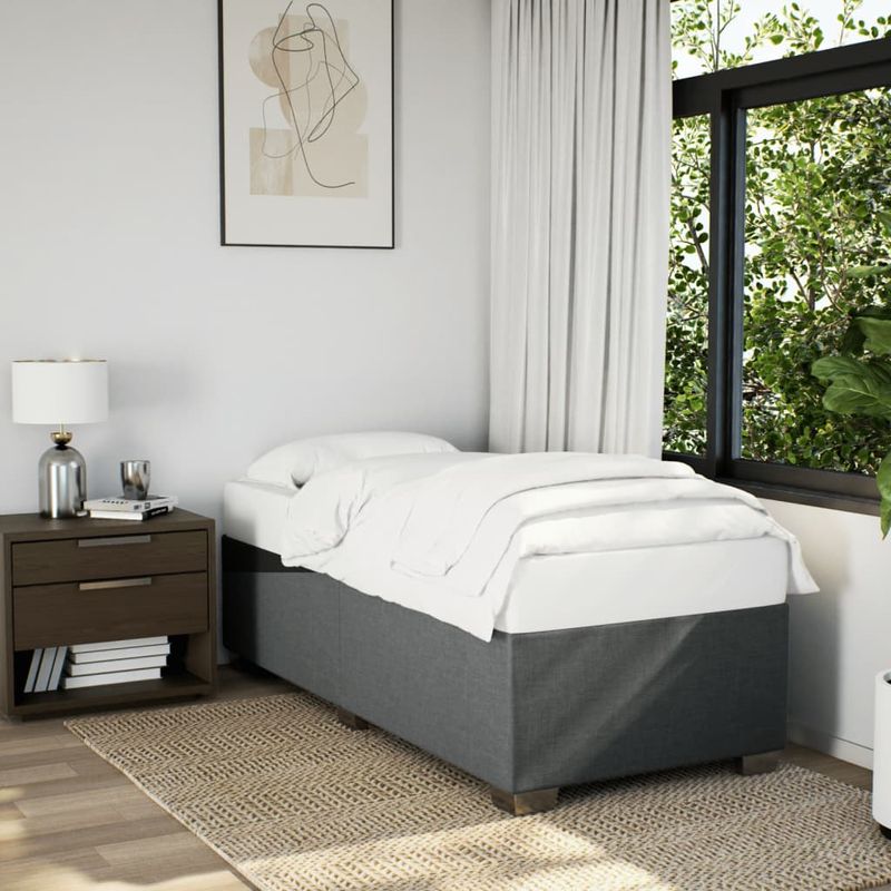 Casa si Gradina - Mobilier - Paturi si accesorii - Paturi - Cadru de pat, gri inchis, 100 x 200 cm, material textil - Infinity.ro