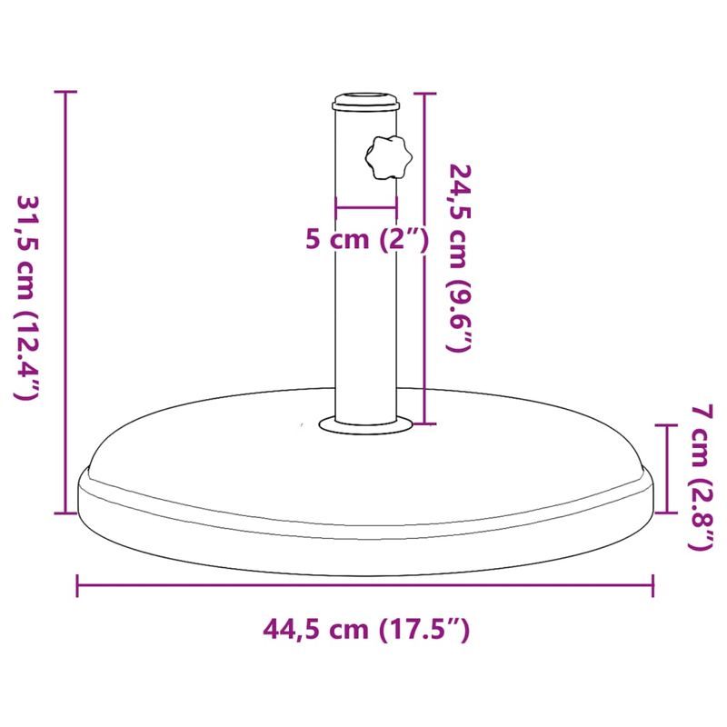 Casa si Gradina - Gradina si terasa - Umbrele si pavilioane - Umbrele - Suport umbrela pentru stalpi diametru 32/35/38 mm, 15 kg, rotund, negru - Infinity.ro