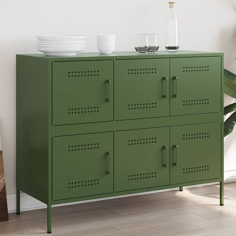 Casa si Gradina - Mobilier - Comode si corpuri - Comode - Dulap, verde masliniu, 100,5x39x79 cm, otel laminat la rece - Infinity.ro
