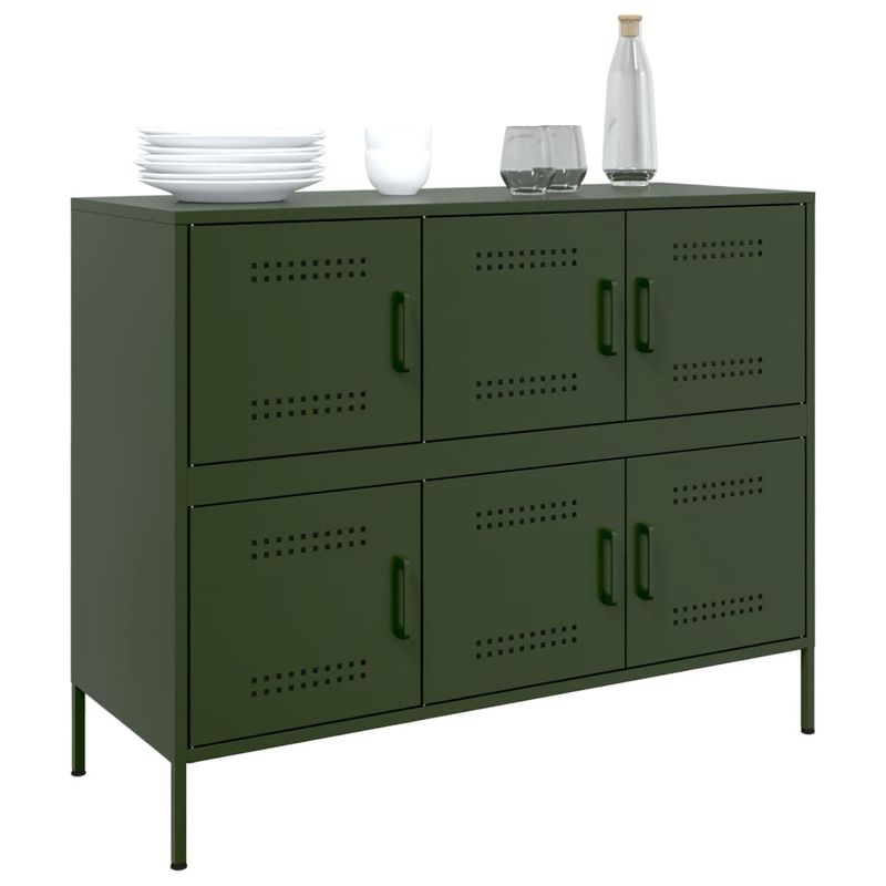 Casa si Gradina - Mobilier - Comode si corpuri - Comode - Dulap, verde masliniu, 100,5x39x79 cm, otel laminat la rece - Infinity.ro