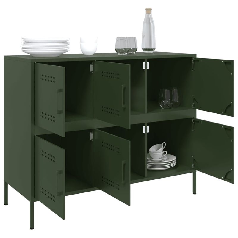 Casa si Gradina - Mobilier - Comode si corpuri - Comode - Dulap, verde masliniu, 100,5x39x79 cm, otel laminat la rece - Infinity.ro