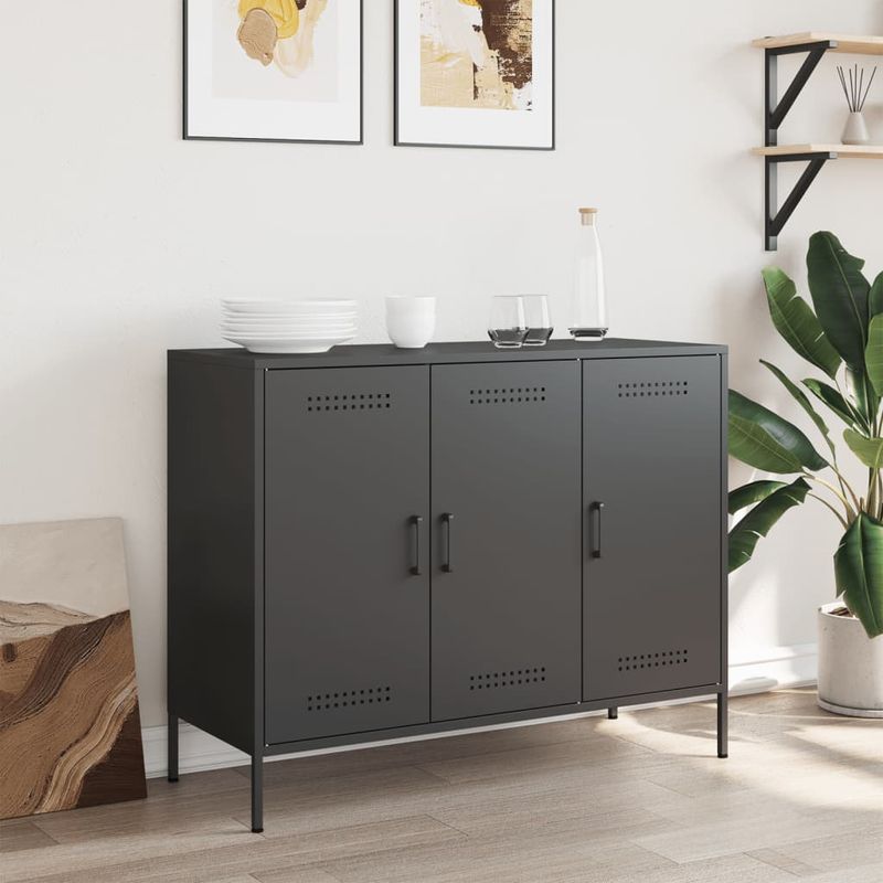 Casa si Gradina - Mobilier - Comode si corpuri - Comode - Dulap, negru, 100,5x39x79 cm, otel laminat la rece - Infinity.ro