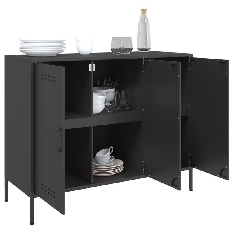 Casa si Gradina - Mobilier - Comode si corpuri - Comode - Dulap, negru, 100,5x39x79 cm, otel laminat la rece - Infinity.ro