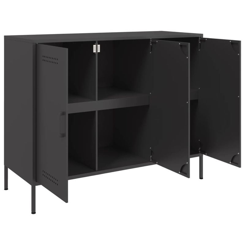 Casa si Gradina - Mobilier - Comode si corpuri - Comode - Dulap, negru, 100,5x39x79 cm, otel laminat la rece - Infinity.ro