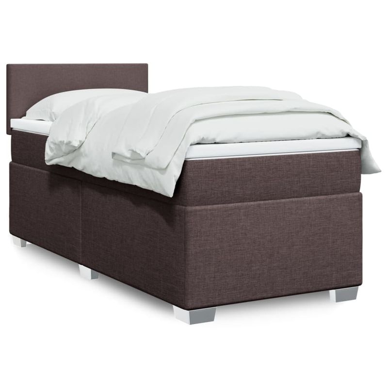 Casa si Gradina - Mobilier - Paturi si accesorii - Paturi - Pat box spring cu saltea, maro inchis, 90x190 cm, textil - Infinity.ro